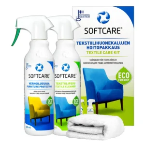 Softcare Tekstiilien hoitopaketti – Suojaa ja puhdista verhoillut kalusteet helposti