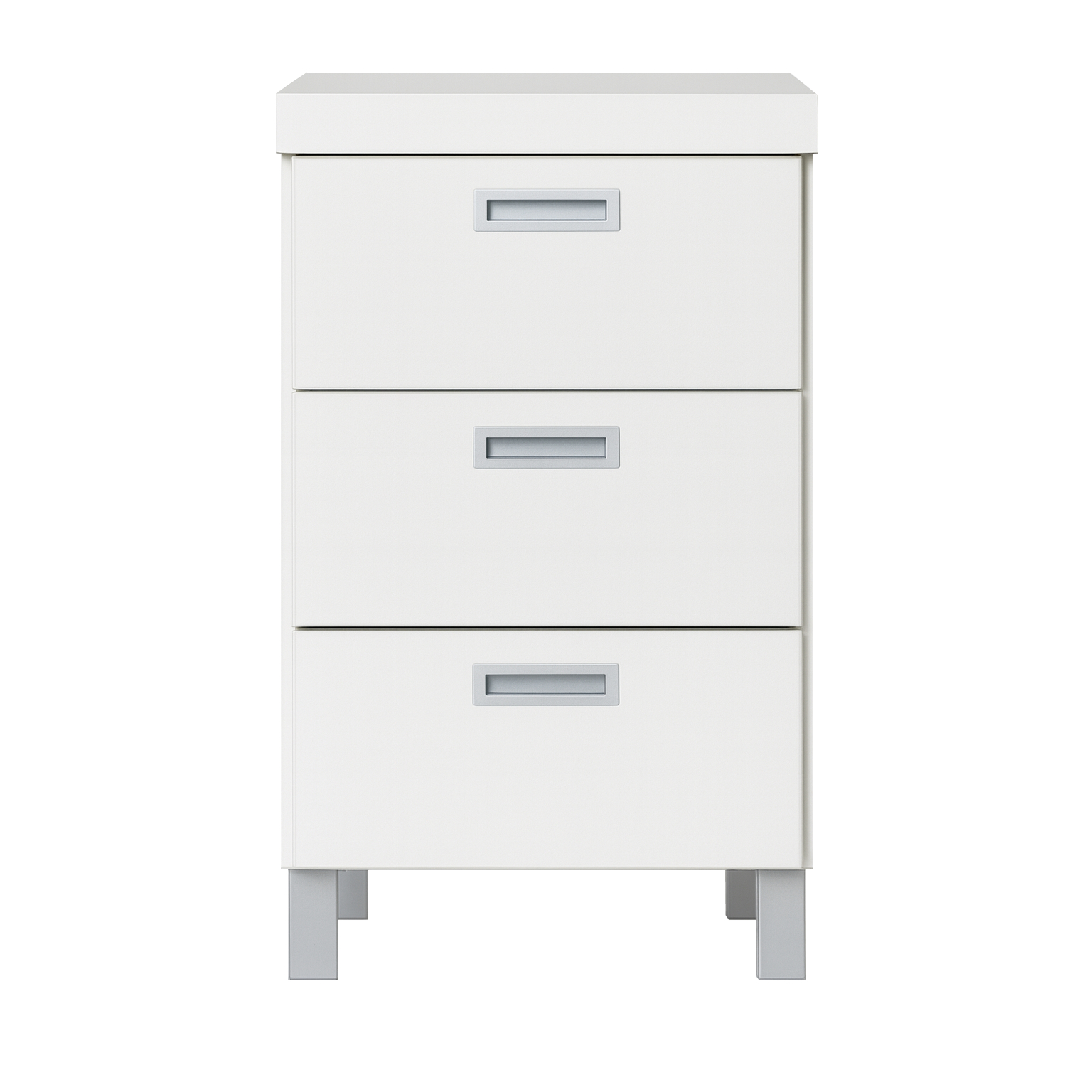 Suomessa valmistettu Monaco 3-laatikkoinen lipasto NRO4. Valkoinen