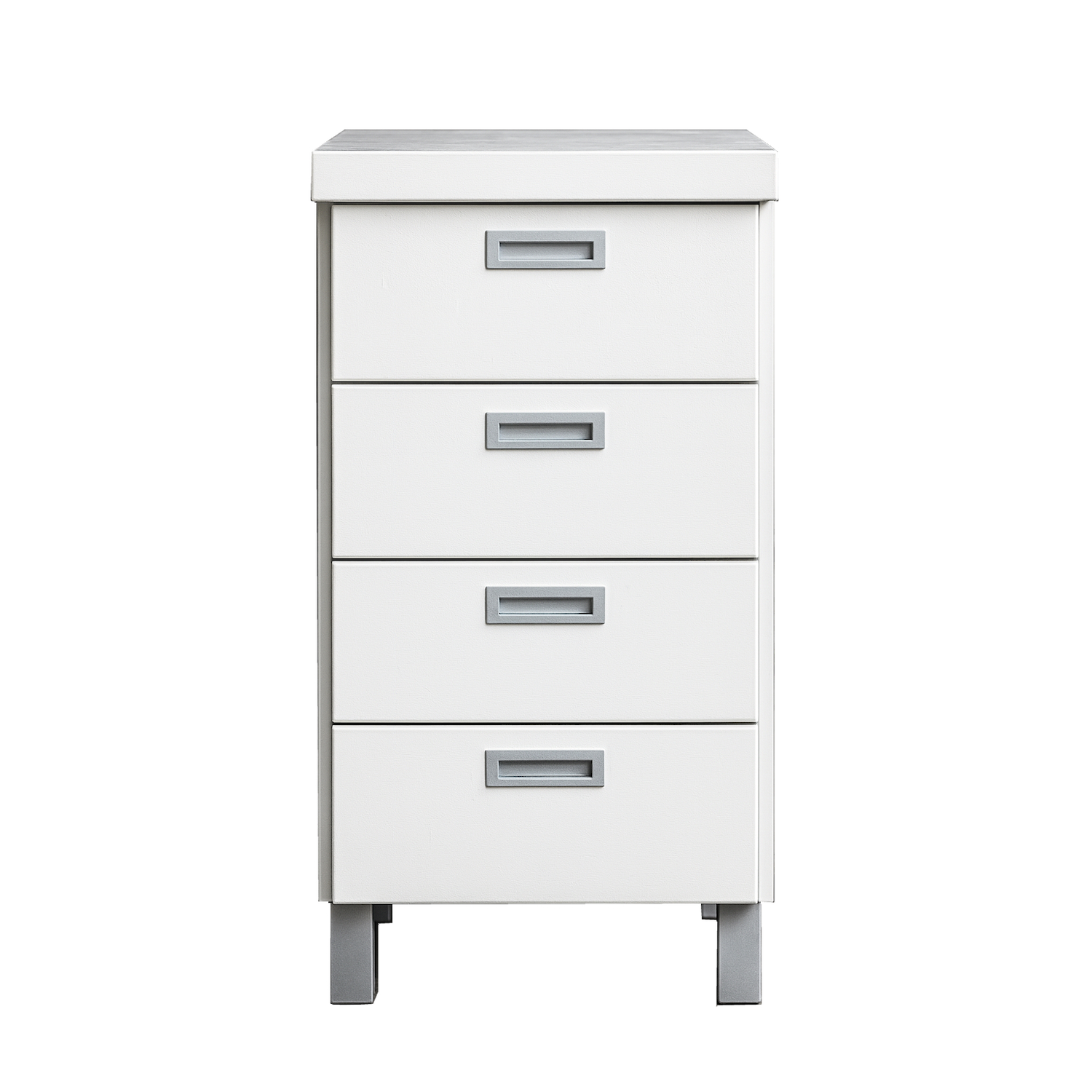 Suomessa valmistettu Monaco 4-laatikkoinen lipasto. Valkoinen