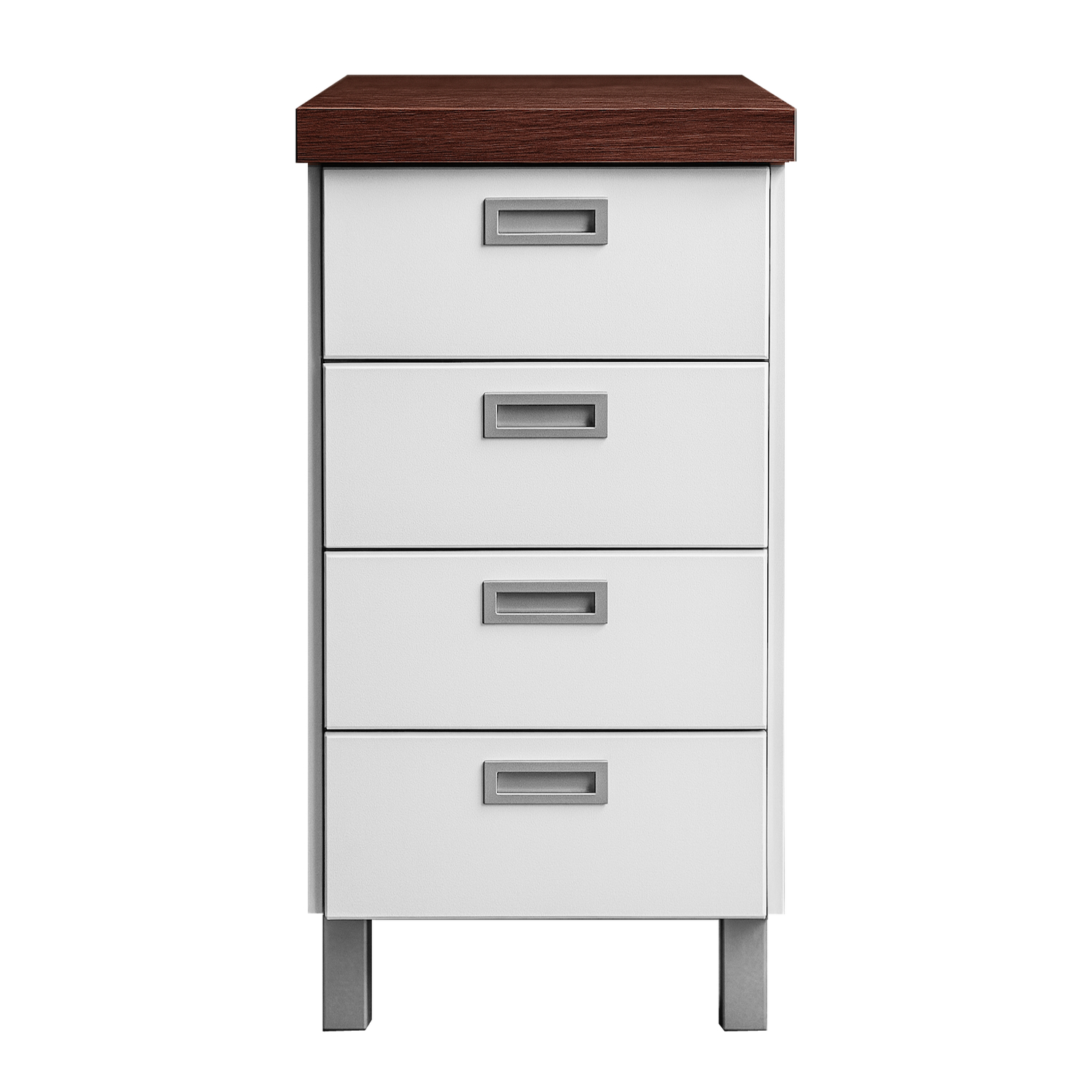 Suomessa valmistettu Monaco 4-laatikkoinen lipasto. Valkoinen - Pähkinä