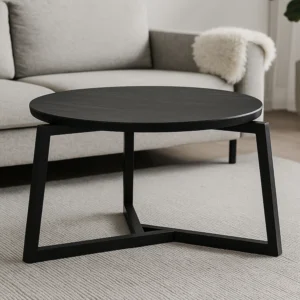 Puulon 3way sohvapöytä. Mustapetsattu saarni. 60 cm halkaisija