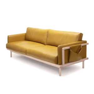 Framework Sohva 3-istuttava - Koivu ja nahkaverhoilulla. Lena sunflower