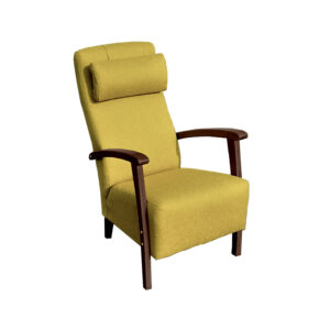 Sari, korkeaselkäinen nojatuoli. Lauritzon's sakura keltainen